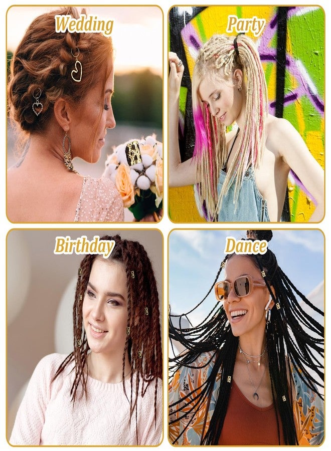 Matwsec 106 Pcs Hair Accessories for Braids Gold Hair Jewelry Adjustable Hair Rings Hair Cuff Hair Charms Braid Loc Jewelry for Dreadlocks Decorations for Men Women Festival Pirate Hallowee - Image 4